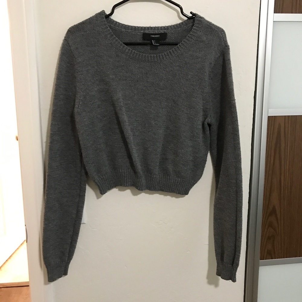 grey cropped sweater - Picture 3 of 6